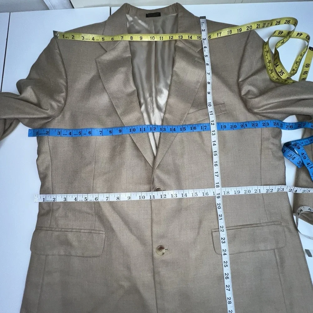 Meeting Street Men's Tan Silk and Wool Blend Tan Blazer 46L